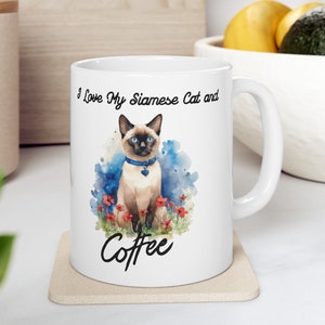 Siamese Cat Mom Mug, Siamese Cat Dad Mug, Gift for Siamese Cat Lover, Siamese Cat and Coffee Lover
