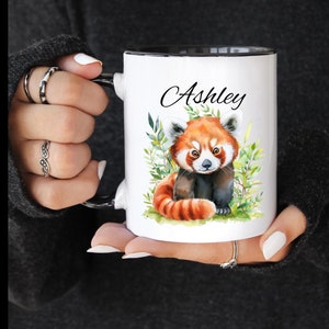 Custom Name Red Panda Coffee Mug, Red Panda Personalized Mug, Cute Red Panda Mug