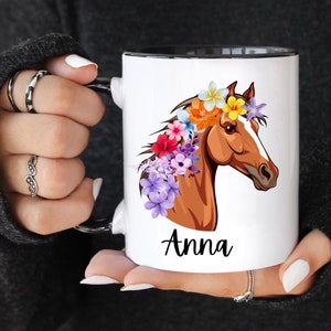 Personalized Floral Horse Mug, Horse Mug, Gift for Horse Lovers