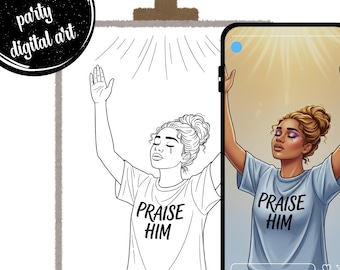 Praising God Pre-Drawn Canvas: DIY Paint Party (Digital Download)
