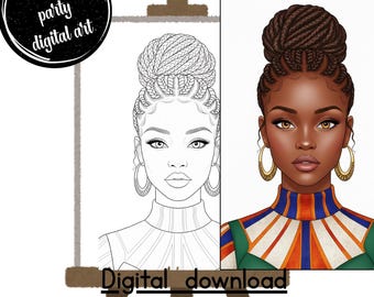 Pre-Drawn Woman Portrait Canvas | Paint & Sip Art Party (Digital Download)
