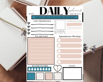 Daily Planner Printable | Productivity Planner To-Do List, Gratitude, Appointments, Fitness & Meal Tracker