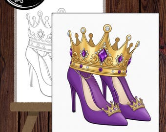 Pre-Drawn Outline Canvas | Adult Painting | Paint & Sip | Pre-Sketched Art Party | Coloring Page | Stencil