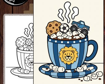 Hot chocolate Outline | DIY Paint Party Template (Digital Download)