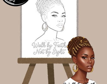 Black Woman Outline Canvas | Walk by Faith Art Party (Digital Download)
