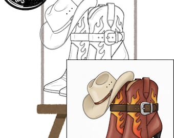 DIY Paint Party, Cowgirl boots, printable, paint and sip, digital download,