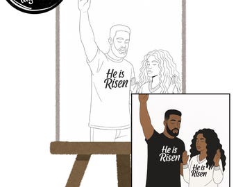 DIY Paint Party | Pre-Drawn Outline Canvas | Adult couple Painting | Paint & Sip | Pre-Sketched Art Party | Coloring Page |faith | Christian