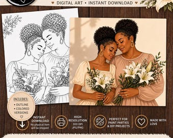 Canvas Moeder en dochter | Verffeest voor volwassenen (digitale download) moeder| moeder