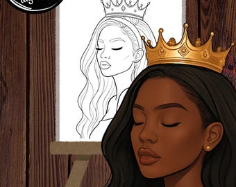 Voorgetekend canvas portret koningin | DIY Paint Party (digitale download)