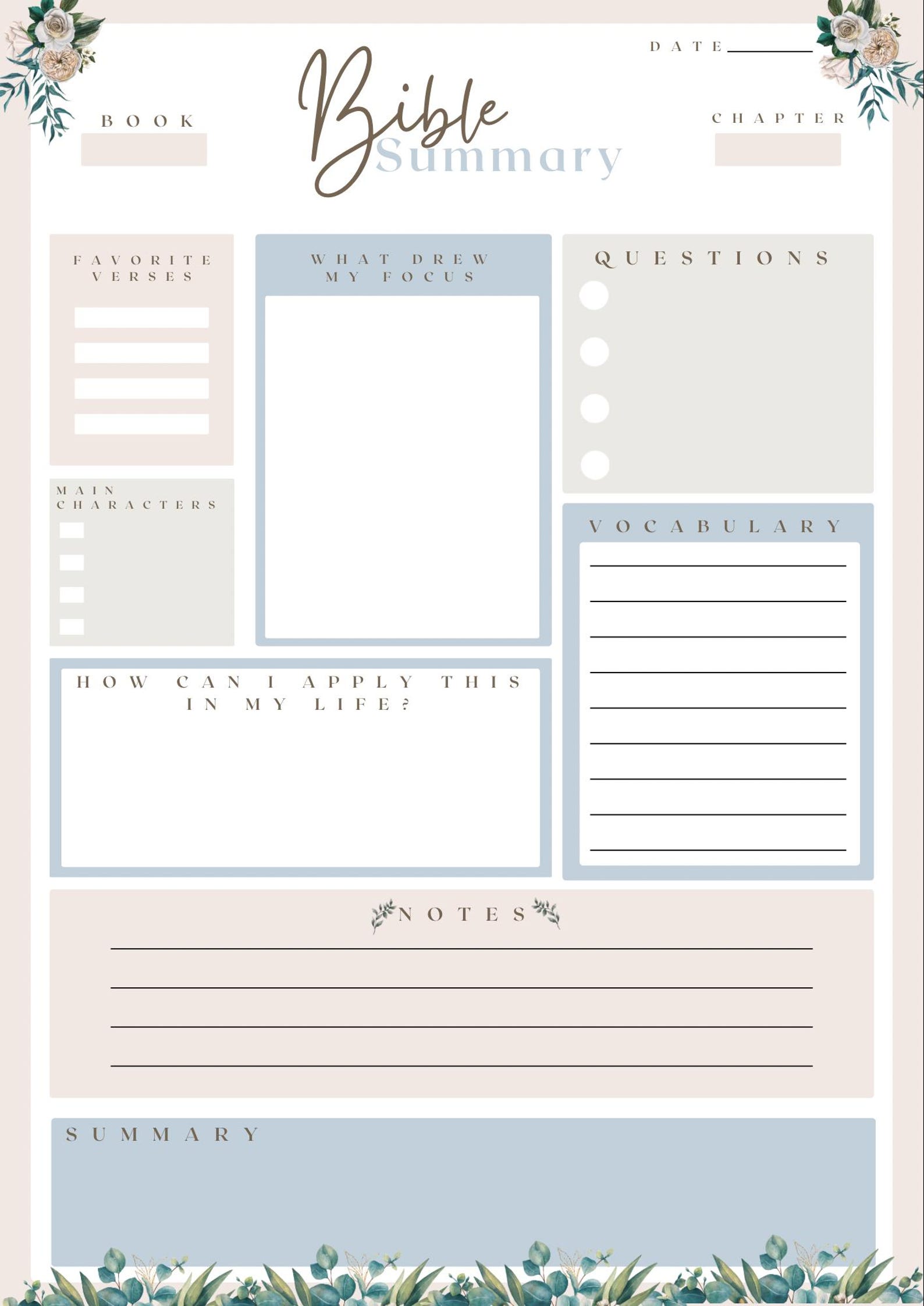 Bible Study Summary - Etsy