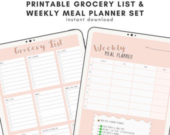 Distraction-Free Grocery & Meal Planner | Printable Weekly Menu + Organized Shopping List