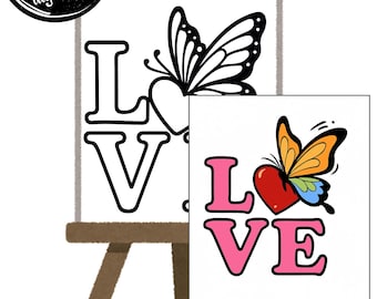 Love Butterfly Outline Canvas | DIY Paint Party (Digital Download)