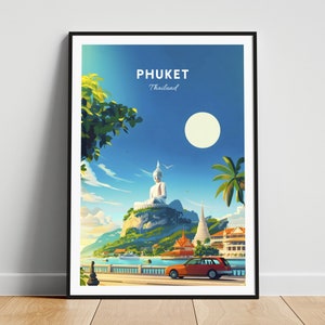 Phuket travel print - Thailand wall art, Phuket poster, Big Buddha Phuket, Personalized gift poster, Minimalist poster, Wedding gift