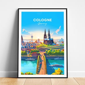 Cologne travel print - Germany travel poster, Cologne poster, Cologne Germany poster, Personalized Gift, Wedding gift, Custom Text