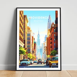 Providence travel print - US travel poster, Providence poster, Providence Rhode Island poster, Personalized Gift, Wedding gift, Custom Text
