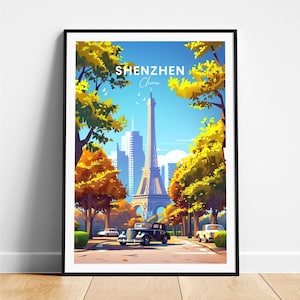 Shenzhen travel print - China travel poster, Shenzhen poster, Shenzhen China poster, Personalized Gift, Wedding gift, Custom Text