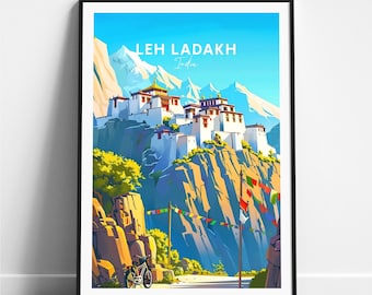 Impresión de viaje de Leh Ladakh: póster de viaje de la India, póster de Leh Ladakh, póster de Leh Ladakh Jammu, regalo personalizado, regalo de boda, texto personalizado