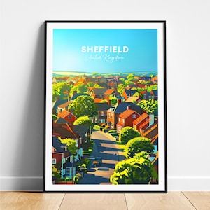 Sheffield travel print - United Kingdom travel poster, Sheffield poster, Sheffield UK poster, Personalized Gift, Wedding gift, Custom Text