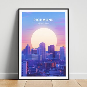 Richmond travel print - US wall art, Richmond poster, Virginia poster, Personalized Gift, Wedding gift, Custom Text