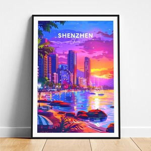 Shenzhen travel print - China travel poster, Shenzhen poster, Shenzhen China poster, Personalized Gift, Wedding gift, Custom Text