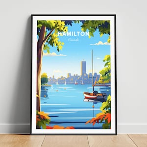 Impression de voyage Hamilton - Affiche de voyage au Canada, affiche Hamilton, affiche Hamilton Ontario, cadeau personnalisé, cadeau de mariage, texte personnalisé