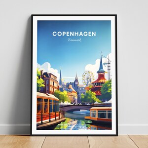 Copenhagen travel print - Denmark wall art, Copenhagen poster, Denmark print, Personalized gift poster, Minimalist poster, Wedding gift