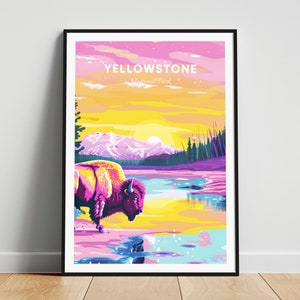Yellowstone National Park poster, Yellowstone poster, YNP poster, Yellowstone print, Geyserland poster, National Park poster