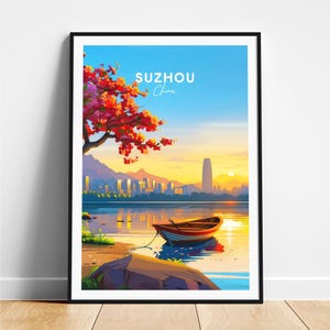 Suzhou travel print - China travel poster, Suzhou poster, Suzhou China poster, Personalized Gift, Wedding gift, Custom Text