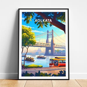 Kolkata travel print - India travel poster, Kolkata poster, Kolkata West Bengal poster, Personalized Gift, Wedding gift, Custom Text
