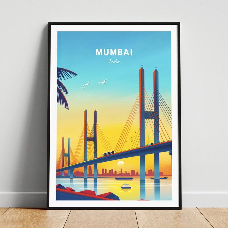 Mumbai Travel Print India Wall Art, Mumbai Poster, Bandra Worli Sea ...