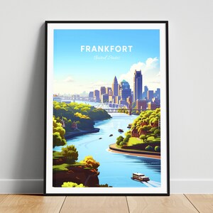 Frankfort travel print - US travel poster, Frankfort poster, Frankfort Kentucky poster, Personalized Gift, Wedding gift, Custom Text