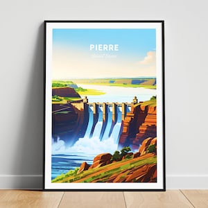 Pierre travel print - US travel poster, Pierre poster, Pierre South Dakota poster, Personalized Gift, Wedding gift, Custom Text