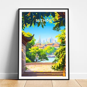 Suzhou travel print - China travel poster, Suzhou poster, Suzhou China poster, Personalized Gift, Wedding gift, Custom Text
