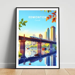 Edmonton travel print - Canada travel poster, Edmonton poster, Edmonton Alberta poster, Personalized Gift, Wedding gift, Custom Text