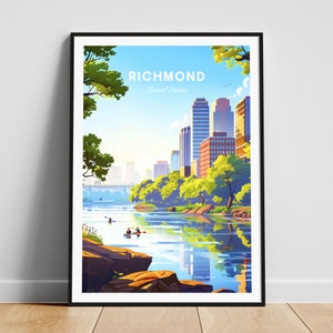 Richmond travel print - US wall art, Richmond poster, Virginia poster, Personalized Gift, Wedding gift, Custom Text
