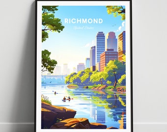 Richmond travel print - US wall art, Richmond poster, Virginia poster, Personalized Gift, Wedding gift, Custom Text