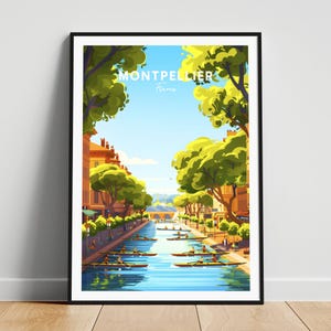 Montpellier travel print - France travel poster, Montpellier poster, Montpellier France poster, Personalized Gift, Wedding gift, Custom Text