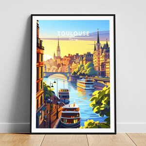 Impression de voyage Toulouse - affiche de voyage en France, affiche de Toulouse, affiche de Toulouse France, cadeau personnalisé, cadeau de mariage, texte personnalisé
