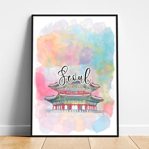 Seoul travel print - South Korea travel poster, Seoul poster, Seoul South Korea poster, Modern poster