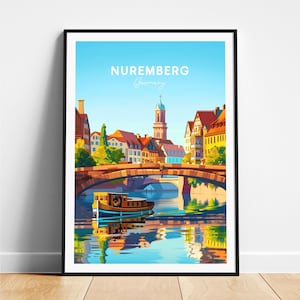 Nuremberg travel print - Germany travel poster, Nuremberg poster, Nuremberg Germany poster, Personalized Gift, Wedding gift, Custom Text