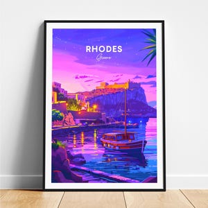 Rhodes travel print - Greece travel poster, Rhodes poster, Rhodes Greece poster, Personalized Gift, Wedding gift, Custom Text