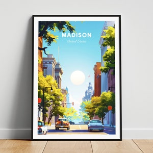 Madison travel print - US wall art, Madison poster, Wisconsin poster, Personalized Gift, Wedding gift, Custom Text