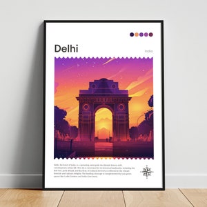 Delhi travel print - India travel poster, Delhi poster, New Delhi poster, Personalized Gift, Wedding gift, Custom Text, S-2
