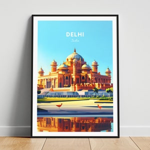 Delhi travel print - India wall art, Delhi poster, Akshardham temple poster, Personalized gift poster, Minimalist poster, Wedding gift
