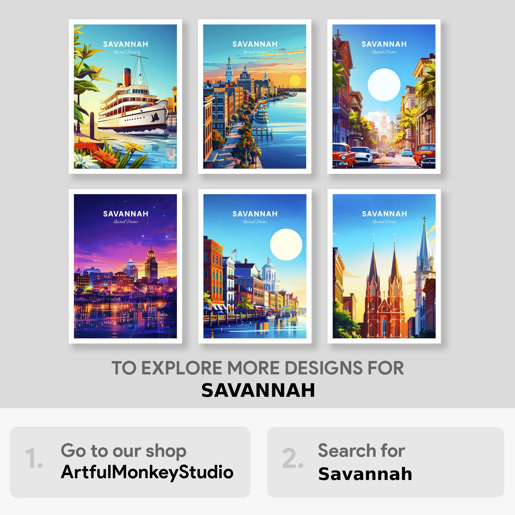 Savannah Travel Print - United States Wall Art, Savannah Poster