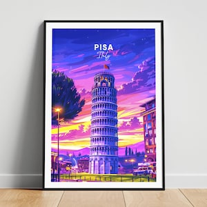 Pisa travel print - Italy travel poster, Leaning Tower of Pisa poster, Pisa Italy poster, Personalized Gift, Custom Text