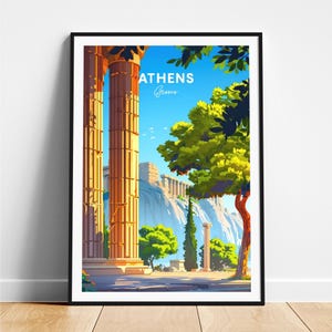 Athens travel print - Greece travel poster, Athens poster, Athens Greece poster, Personalized Gift, Wedding gift, Custom Text