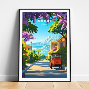 Rhodes travel print - Greece travel poster, Rhodes poster, Rhodes Greece poster, Personalized Gift, Wedding gift, Custom Text