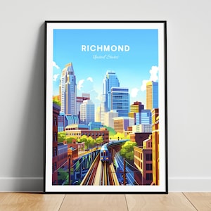 Richmond travel print - US wall art, Richmond poster, Virginia poster, Personalized Gift, Wedding gift, Custom Text