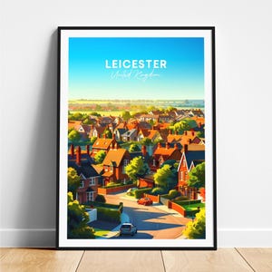 Leicester travel print - United Kingdom travel poster, Leicester poster, Leicester UK poster, Personalized Gift, Wedding gift, Custom Text